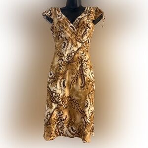Finesse Brown and Cream Paisley Midi Dress